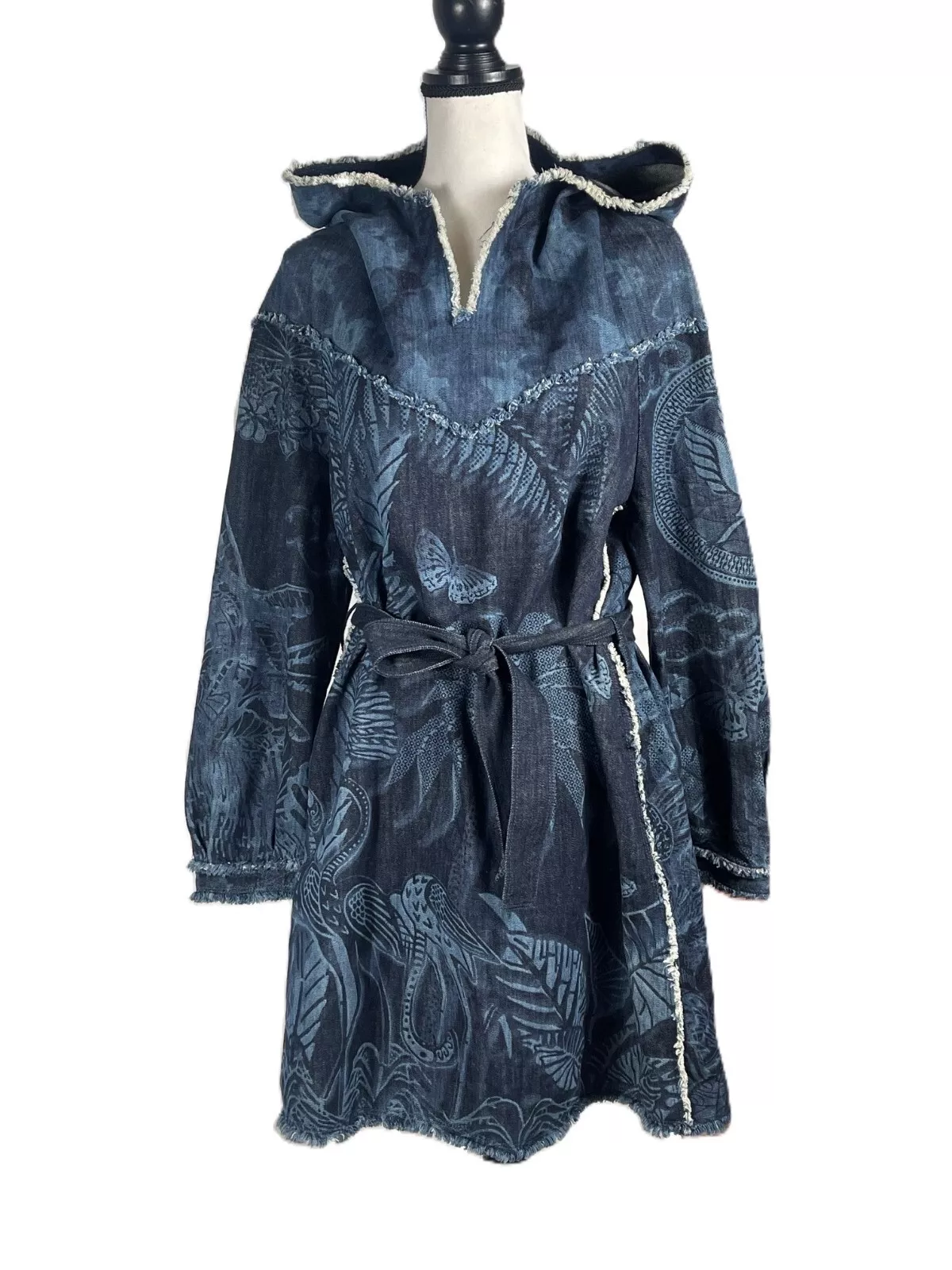 Robe à capuche ceinturée Dior Denim Fantaisie Toile de Jouy : Taille / 8 US