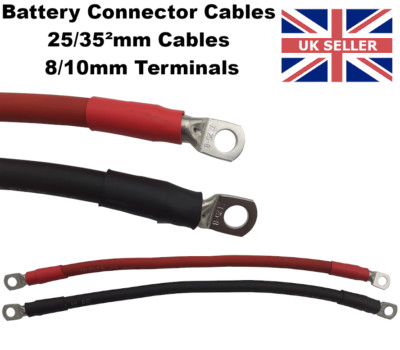 Batterie Bank Kabel Verbindungsleitungen - Paar (rot + schwarz) L=300 mm 25/35 mm2