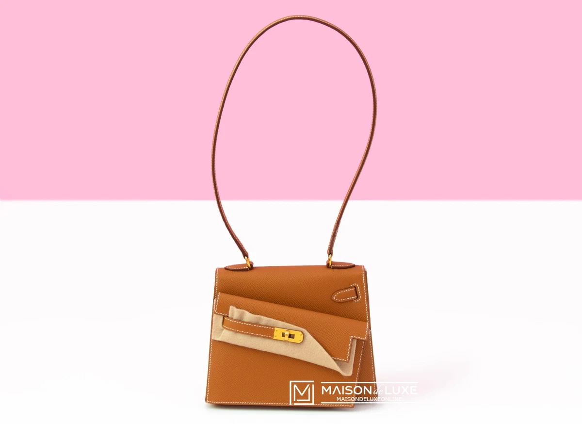 NEW HERMES GOLD KELLY SELLIER EN DESORDRE 20 BAG EPSOM POCHETTE