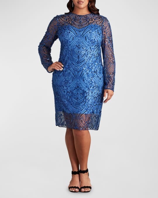 TADASHI SHOJI EVENING/COCKTAIL SHEATH DRESS PLUS SIZE 20 Q BEAD & SEQUIN  BLUE | eBay