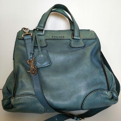 CELINE Handbag Shoulder Bag 2way Women's Bag carriage charm leather Blue