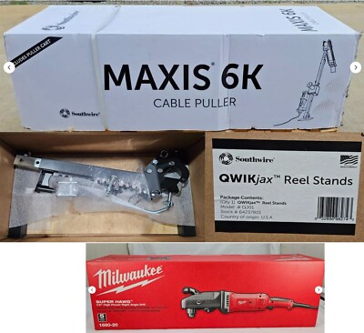 Southwire Maxis 6K Cable Puller M6K with Milwaukee Tool QwikJax Stand  NEW