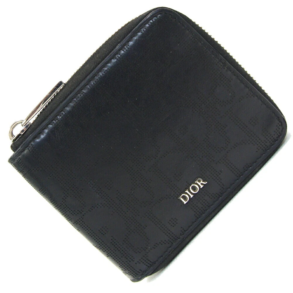 Portefeuille Dior HOMME rond zippé oblique Galaxy 2ESBC092VPD cuir noir occasion