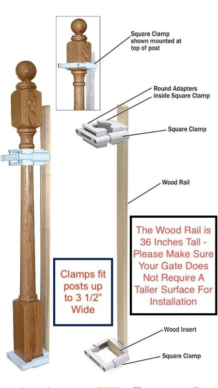 No Hole Stairway Baby Gate Mounting Kit - Fits Posts from 2 3/4 inches to 3 1/2  - Image 2 of 4