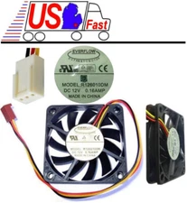 NEW Everflow R126010DM 60mm*10mm Ball Bearing Fan 12V/VDC/DC 3pin/wire, 7V/9V OK
