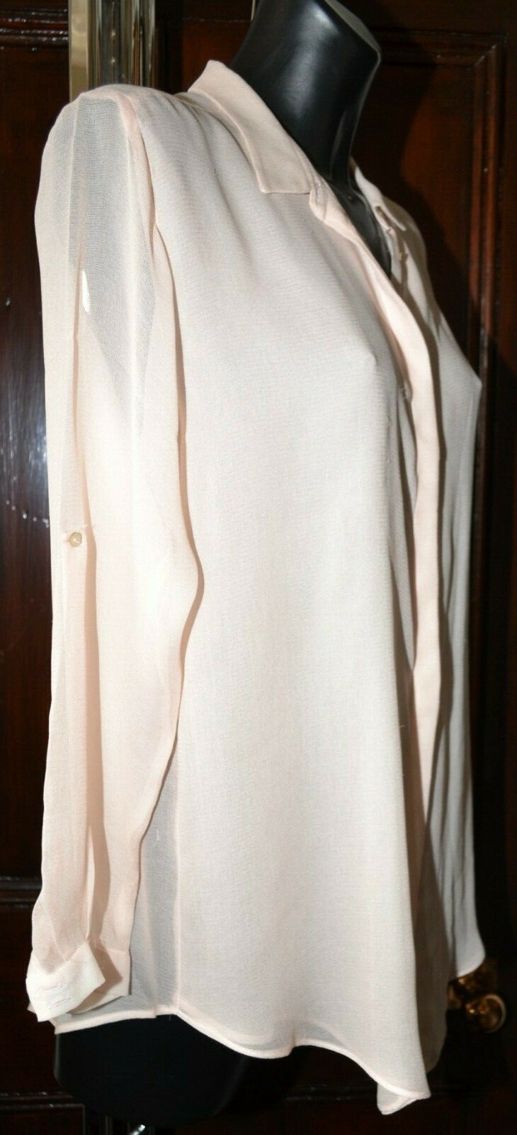 ZARA BASIC PEACH POLYESTER CLASSIC BLOUSE SIZE ME… - image 4