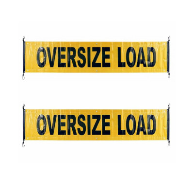 2 PK 18''x84'' Reflective Oversize Load Sign Banner for Trucks, Trailer w/Bungee