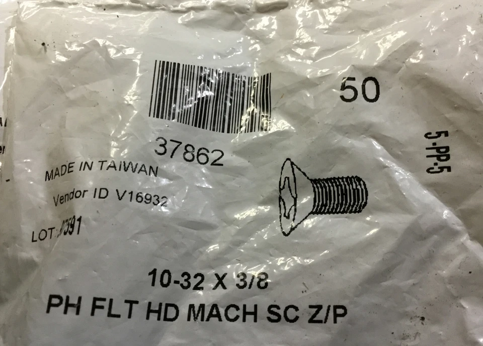 Tornillo de máquina de cabeza plana Phillips 10-32 x 3/8 chapado en zinc (350 piezas) 7 bolsas de 50 Foto 3 de 3