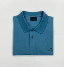 Men's Pastel Blue PS Paul Smith Polo Shirt Medium M Dip Dye Ombre Logo Organic A