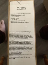 Hp 15-dw3063st 15.6" Hd Laptop Intel I3-1115g4 8gb Ddr4 128gb Ssd