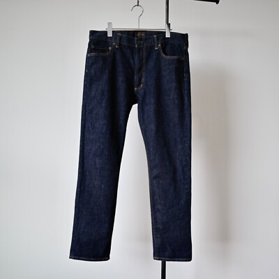 BEAMS Plus tapered straight leg stretch indigo denim jeans, XL/W35, slim fit