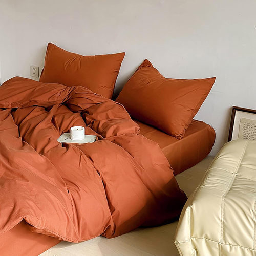 Burnt Orange Comforter Set King Rust Bedding Comforter Set Caramel Cotton Carame - Picture 6 of 7
