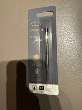Parker Quink Flow Ballpen Ballpoint MEDIUM Point BLACK Ink Refill SEALED FRANCE