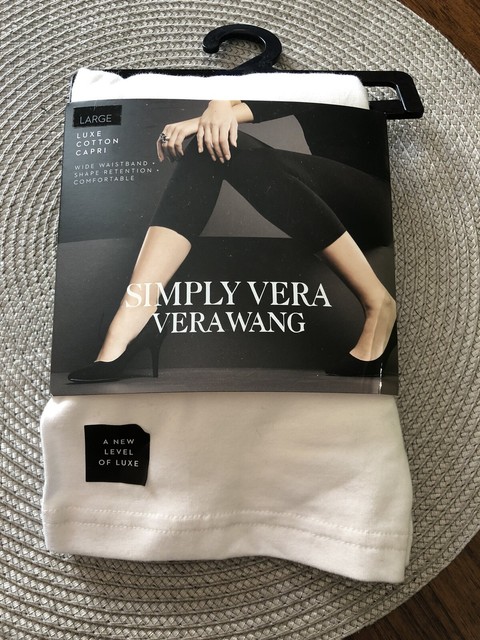 Simply Vera Wang White Cotton Capri Leggings Women Sz Large L 12 / 14 for sale online | eBay