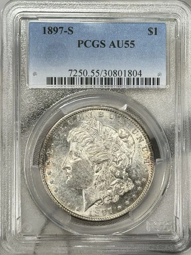 1897-S Morgan Dollar $1 PCGS AU55 San Francisco Silver One US Coin BETTER DATE!