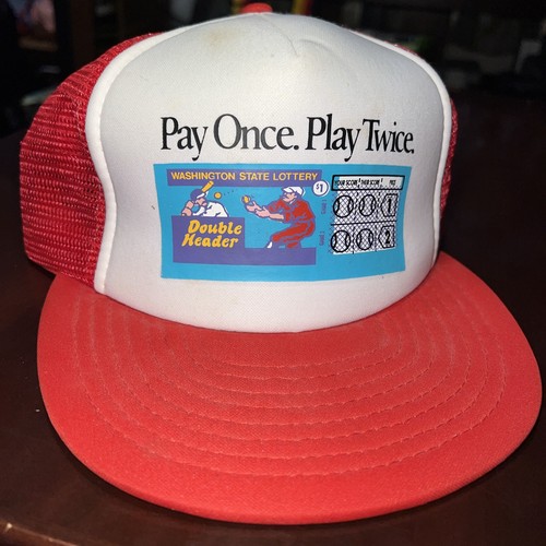 Vintage Wa Lottery Lotto Snapback Trucker Hat Cap Scratch Ticket Baseball