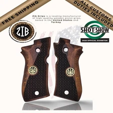Zib Grips Pistol Grips for Beretta F81 84FS 84BB Wooden Metal Medalion Logo