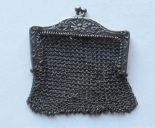 FRENCH CHATELAINE MESH COIN PURSE - DEPOSE - CIRCA 1900 - 900 SILVER