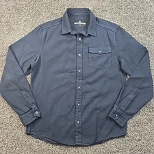 American Giant Shirt Mens Medium Blue Heavy Cotton Button Up Work Made in USA