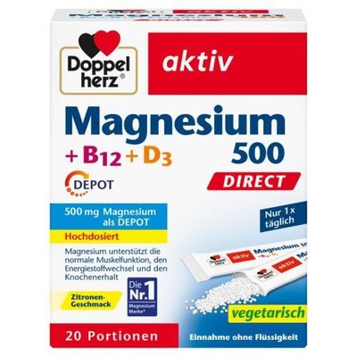 DOPPELHERZ Magnesium 500+B12+D3 Depot DIRECT Pell. 20 ST PZN 19397135
