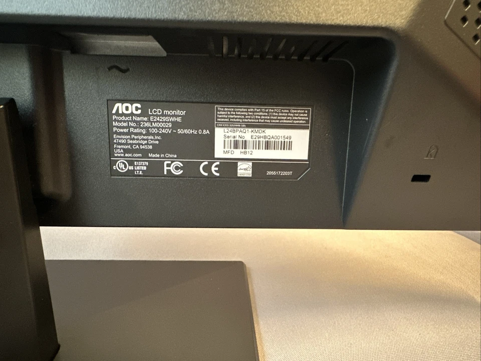 AOC 236LM00029 / E2429SWHE LED Backlight Computer Monitor - 24” inch - Image 3 of 4