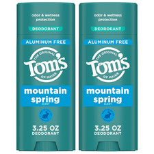 Tom  S of Maine Mountain Spring Natural Deodorant for Men and Women, Aluminum Fre