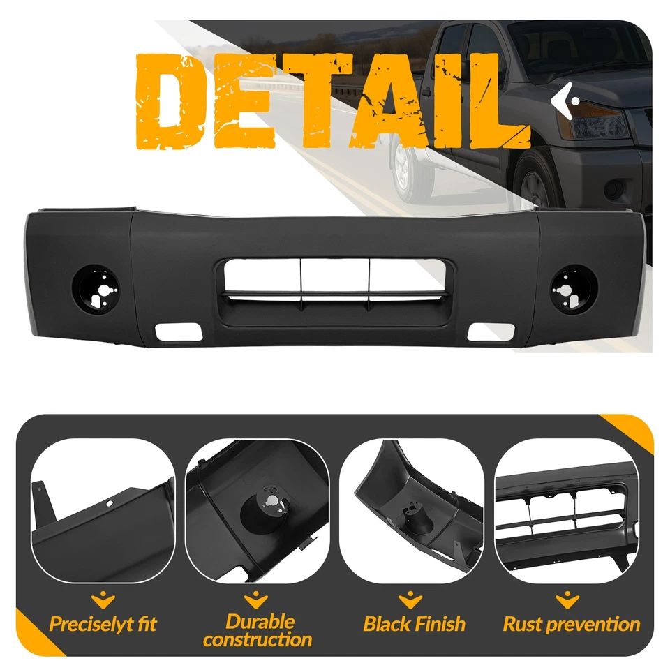New Front Bumper Cover For Nissan Titan 2004-2014 With Fog Lamp Holes #NI1000237 - Image 4 of 4