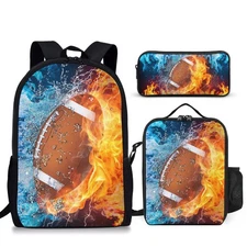 3PCS Football Backpack Set for Boys Lightweight Large Backpack with Lunch Box...