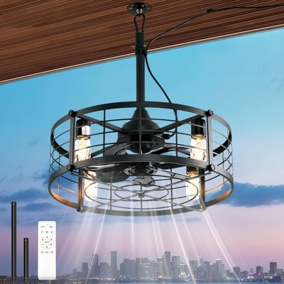 20'' Gazebo Fan, Outdoor Hanging Fan with Llight,6-Speed and Reversible,Plug i...