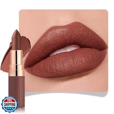 evpct Nude Brown Matte Creamy Lipstick for Women, Long Lasting Waterproof Vel