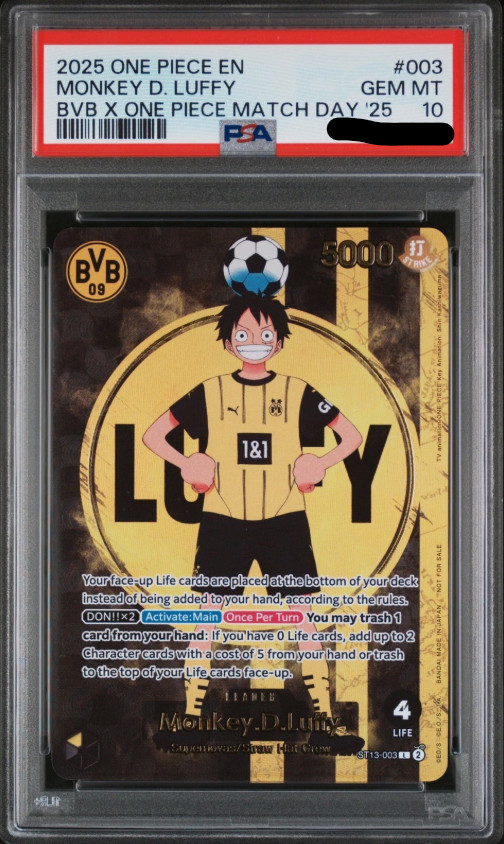 PSA10 Monkey D Luffy ST13-003 BVB Borussia Dortmund ONE PIECE Matchday Promo EN