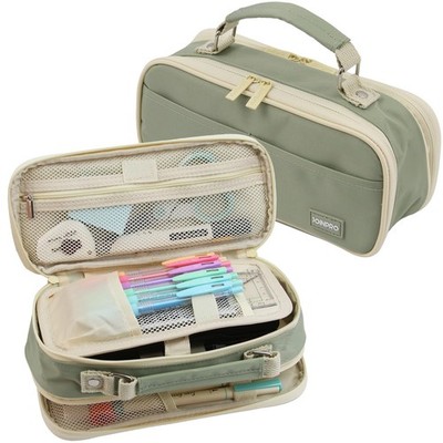 Pencil Case, Large Capacity Pencil Case Organizer; Double Zipper Storage Bag;...