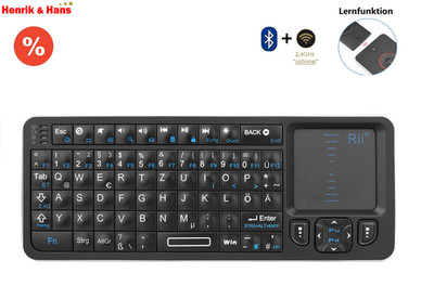 Mini Bluetooth Kabellos Tastatur Touchpad Wireless Keyboard Fernbedienung, Rii