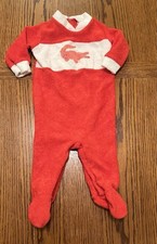 Vintage IZOD Lacoste Red Logo One Piece Romper Size L Up To 27lbs