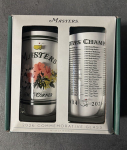 Masters 2026 Commemorative 13 oz Clear Decorated Glasses Set of 2 Logo