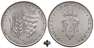 VATICANO 500 lire 1970 ARGENTO Papa Paolo VI