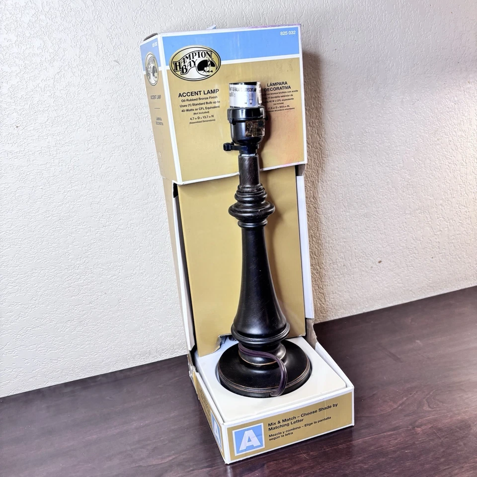 Lámpara de Acento Hampton Bay Vintage Acabado Bronce Frotado con Aceite 825032 Nueva En Caja Foto 4 de 4