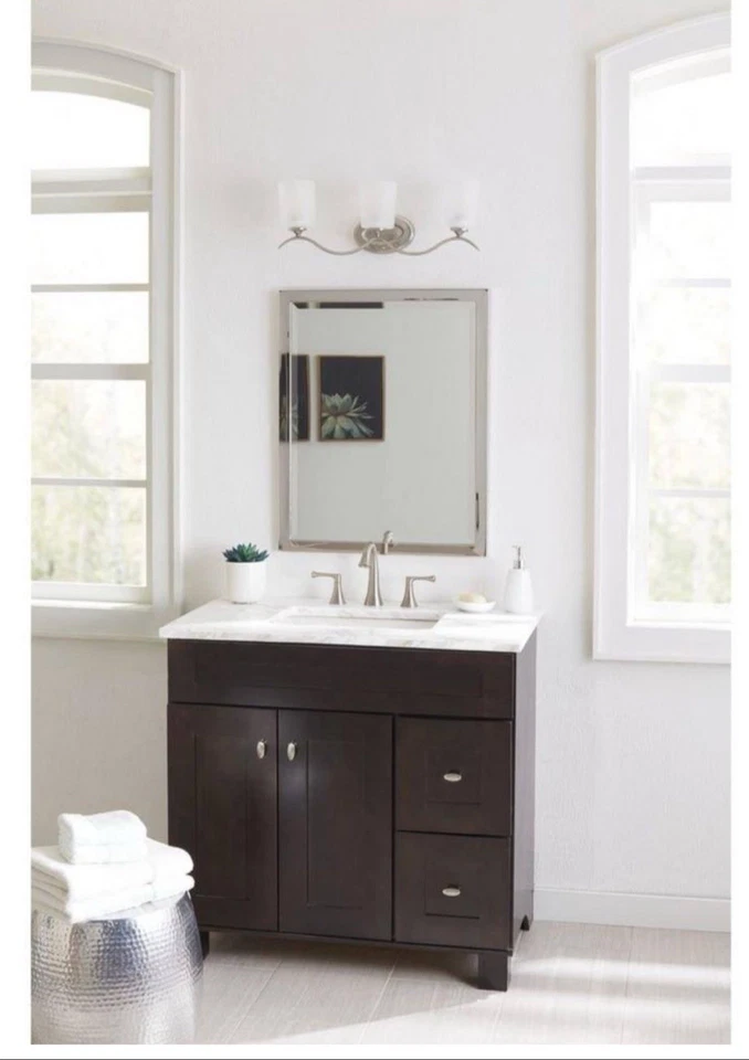 23-3/8 in. 3-Light Brushed Nickel Etched Glass Traditional Bath Vanity Light - Image 4 of 4