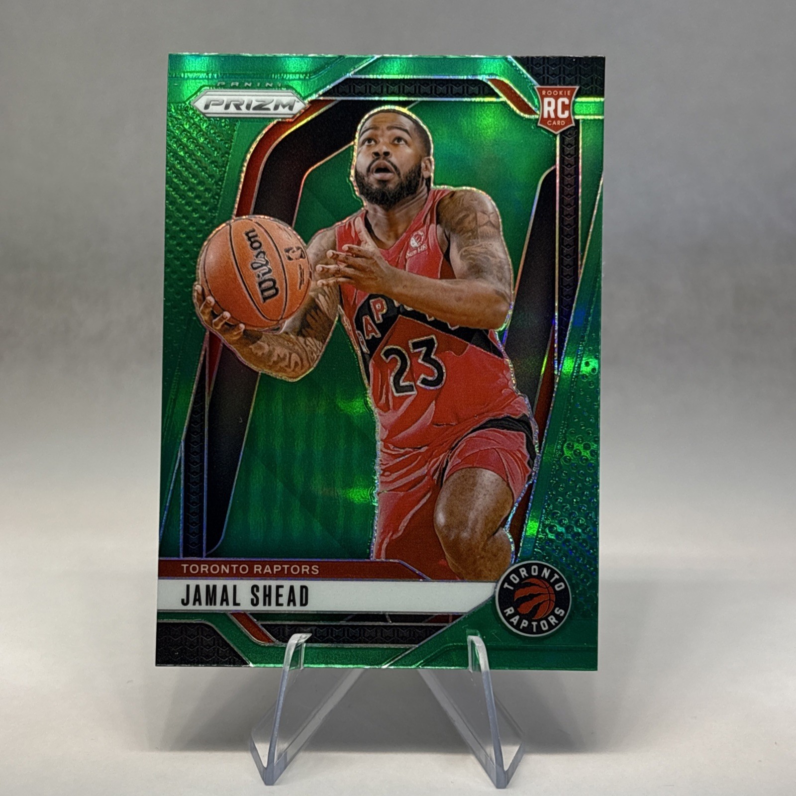 2024-25 Panini Prizm NBA Jamal Shead Green Prizm #241 Toronto Raptors RC Rookie