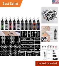 Delightful 10-Color Temporary Tattoo Kit with 84 Stencils for Unique Body Art