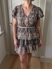 Ulla Johnson brown printed ruffle dress size S