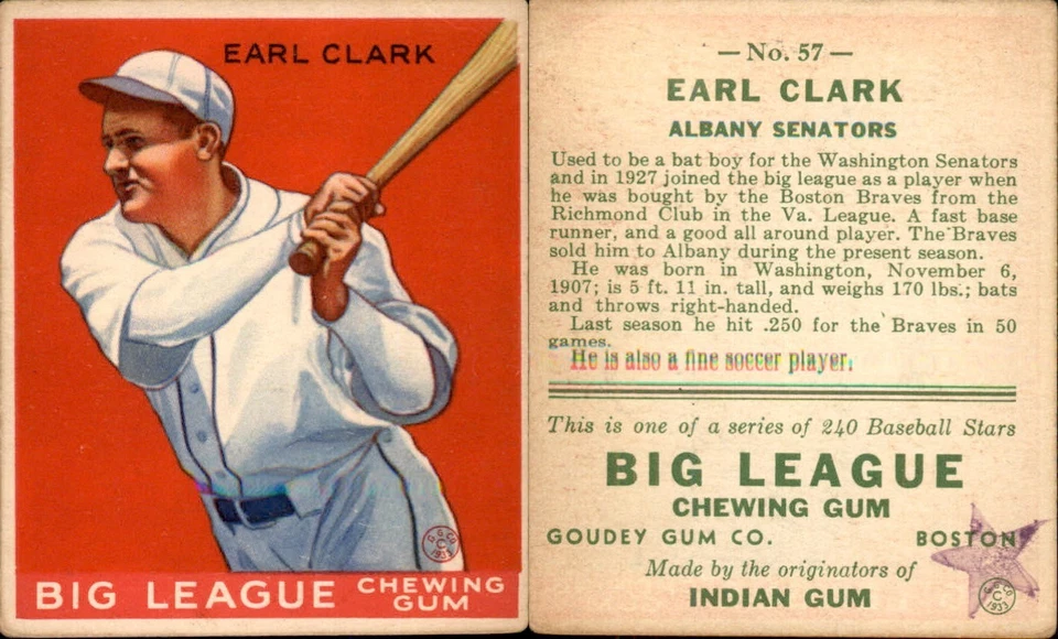 1933 GOUDEY BASEBALL CARD SET BREAK 3 - 240 REDEMPTION STAMP? ON BACK READ INFO - Image 2 of 3