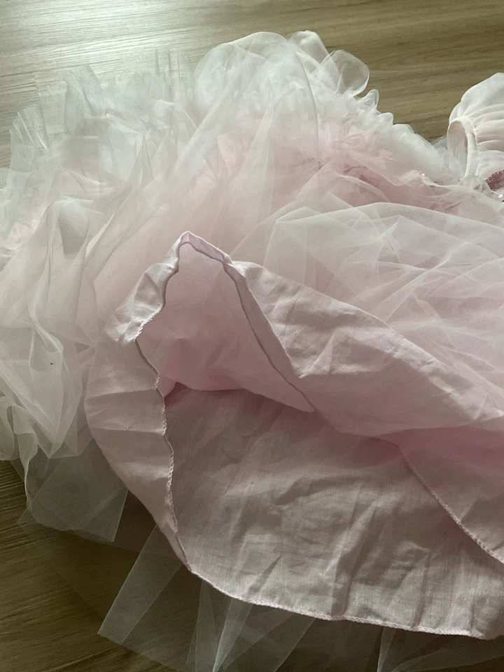 Niñas Pequeñas Vestido Tutú Rosa Blanco Tul Lentejuelas Princesa Hada Ballet Fiesta Foto 3 de 4