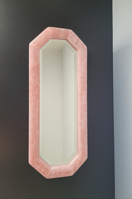 Rose Quartz Wall Hanging Mirror   Handmade Gemstone Mirror Frame For Home decor
