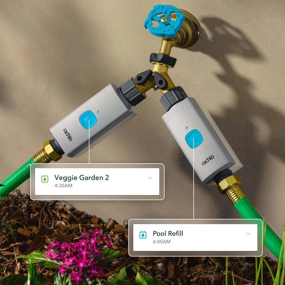 Rachio 2pk Smart Hose Timer SHVK-V01001 Wifi App Controlled Outdoor Faucet Gray - Image 2 of 4