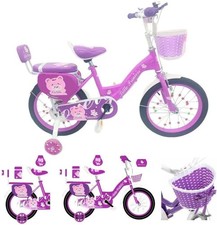Girls Bike Purple, 20" Adjustable Bike 2-12 Years Old, Training Wheels