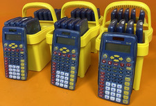 LOT OF 30 Texas Instruments TI-15 Calculators w/Covers and Caddy