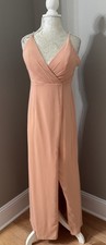 LEVKOFF Gown Coral Size 4 RN 82955 Bridesmaid Wedding Prom