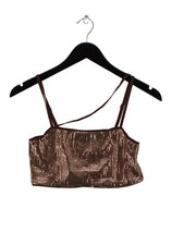 & Other Stories Women's Top UK 6 Brown Polyamide with Elastane Cropped