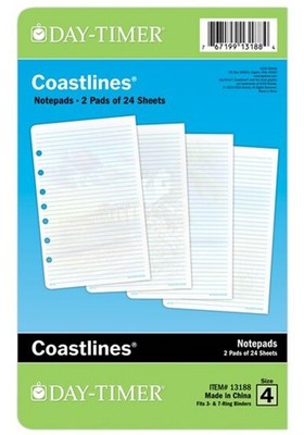 Day-Timer Coastlines Notepads, Loose-Leaf, Desk Size, 5 1/2'' x 8 1/2'', 2 Pack